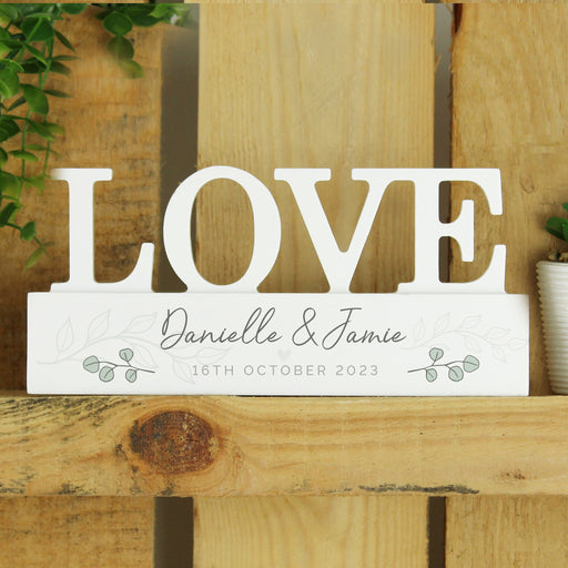 Personalised Botanical Wooden Love Ornament - The Gift Cabin UK