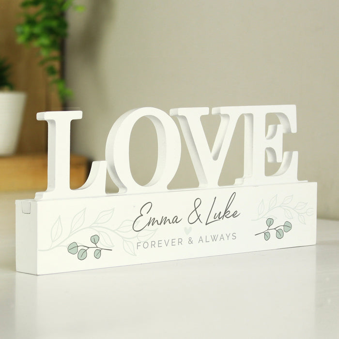 Personalised Botanical Wooden Love Ornament - The Gift Cabin UK