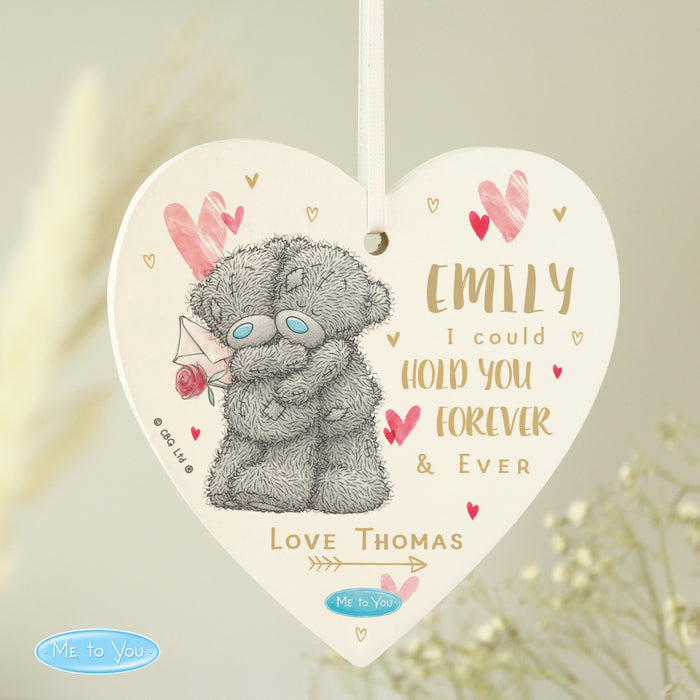 Personalised Me To You Hold You Forever Wooden Heart Decoration - The Gift Cabin UK