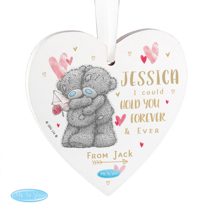 Personalised Me To You Hold You Forever Wooden Heart Decoration - The Gift Cabin UK