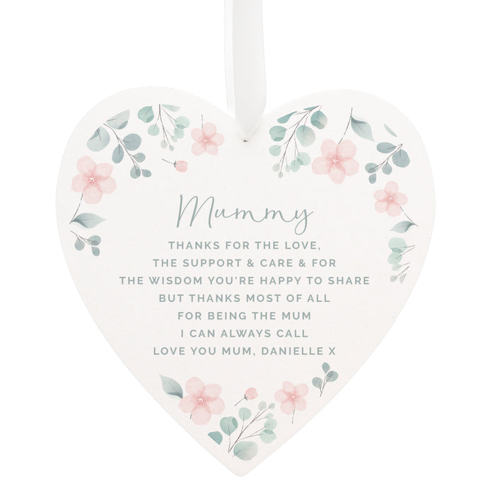 Personalised Floral Wooden Heart Decoration