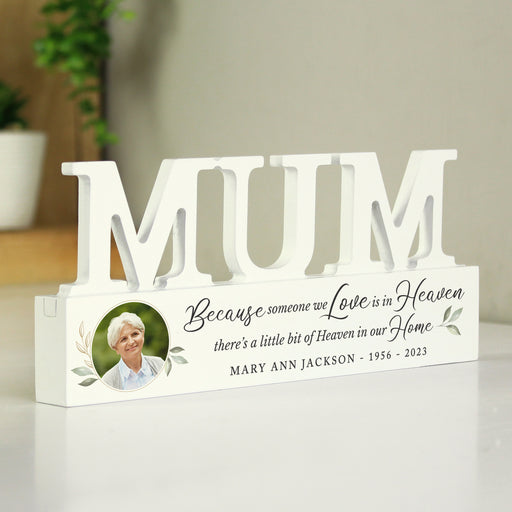 Personalised Botanical Memorial Photo Upload Wooden Mum Ornament - The Gift Cabin UK