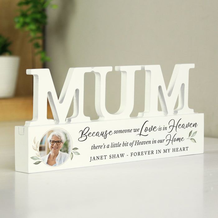 Personalised Botanical Memorial Photo Upload Wooden Mum Ornament - The Gift Cabin UK