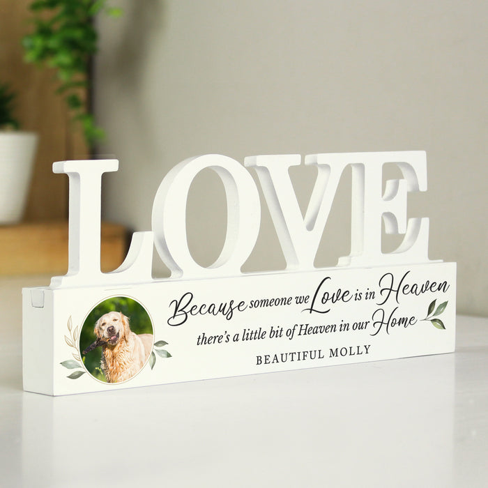 Personalised Botanical Memorial Photo Upload Wooden Love Ornament - The Gift Cabin UK