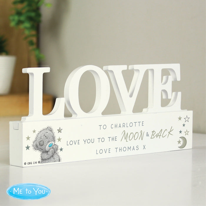 Personalised Me To You Moon and Back Wooden Love Ornament - The Gift Cabin UK