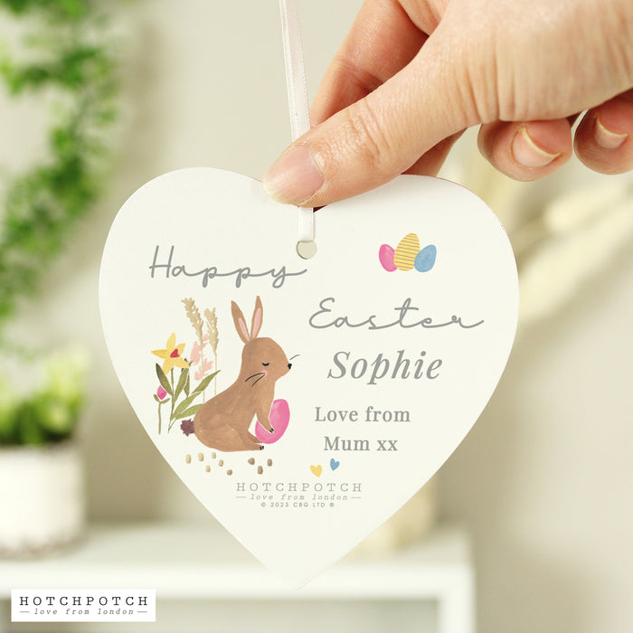 Personalised Hotchpotch Easter Wooden Heart Decoration