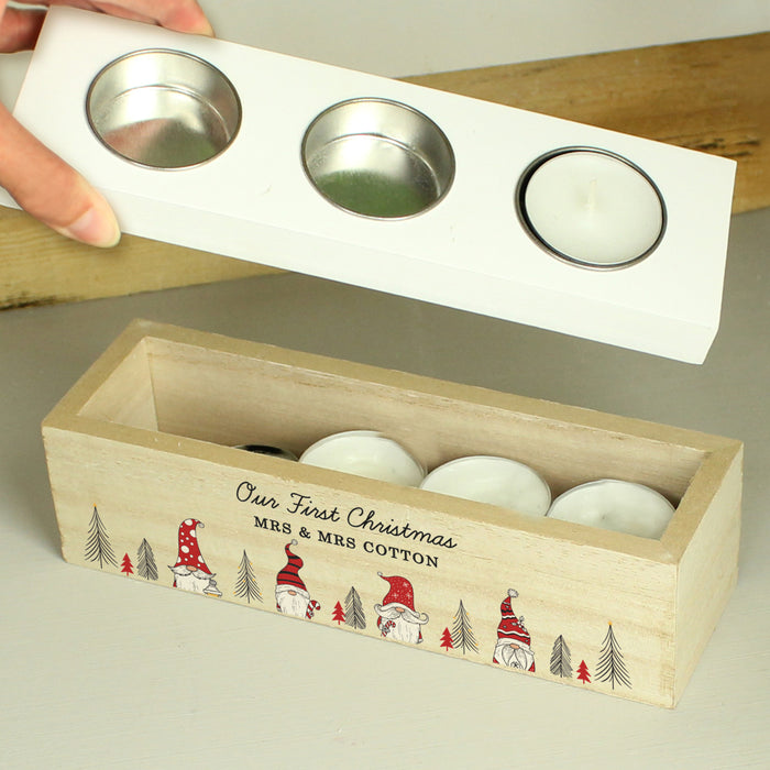 Personalised Gonk Christmas Triple Tea Light Box - The Gift Cabin UK