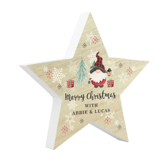 Personalised Gonk Christmas Wooden Star Ornament - The Gift Cabin UK