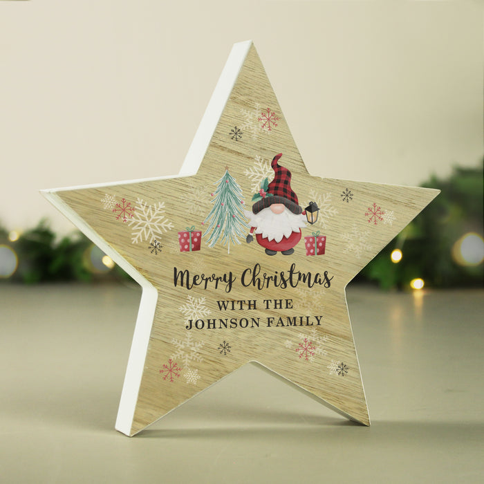 Personalised Gonk Christmas Wooden Star Ornament - The Gift Cabin UK