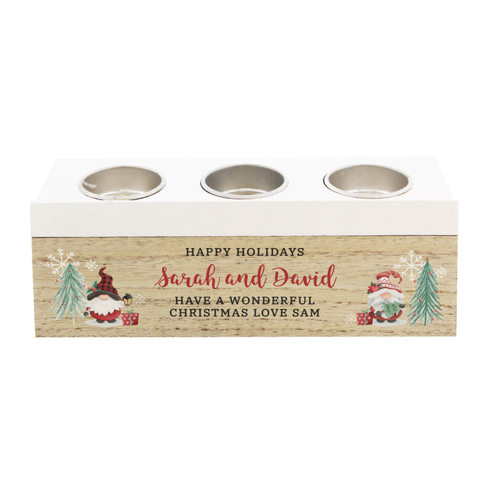 Personalised Christmas Gonk Triple Tea Light Box - The Gift Cabin UK