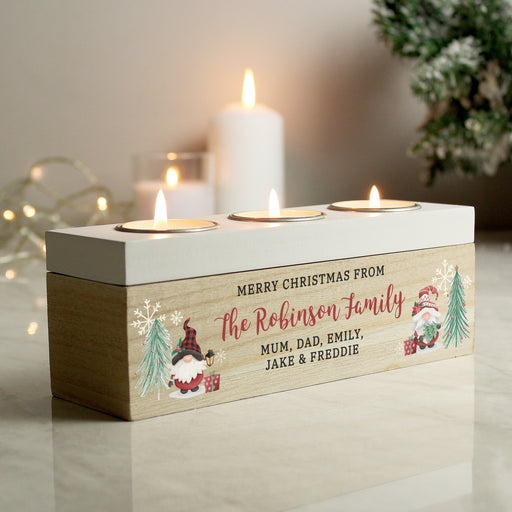 Personalised Christmas Gonk Triple Tea Light Box - The Gift Cabin UK