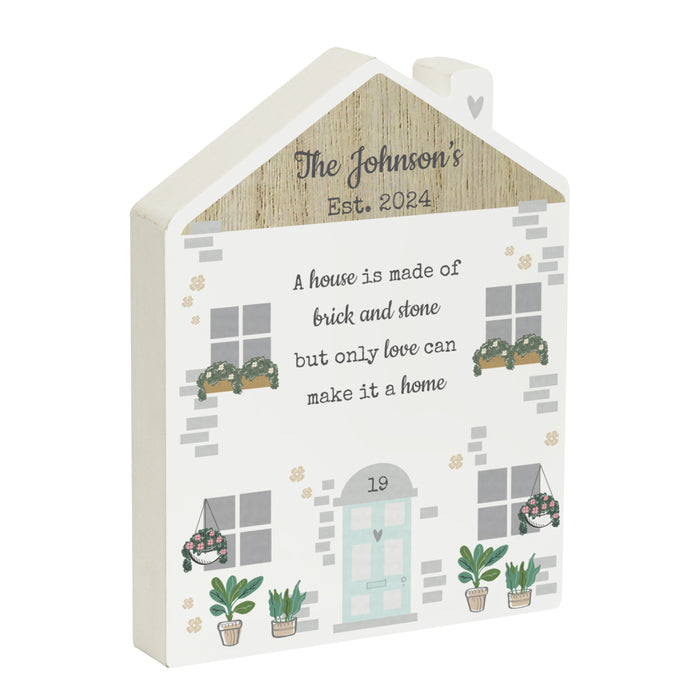 Personalised Love Makes A Home Wooden House Ornament