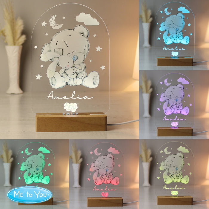 Personalised Tiny Tatty Teddy Wooden Based LED Light - The Gift Cabin UK