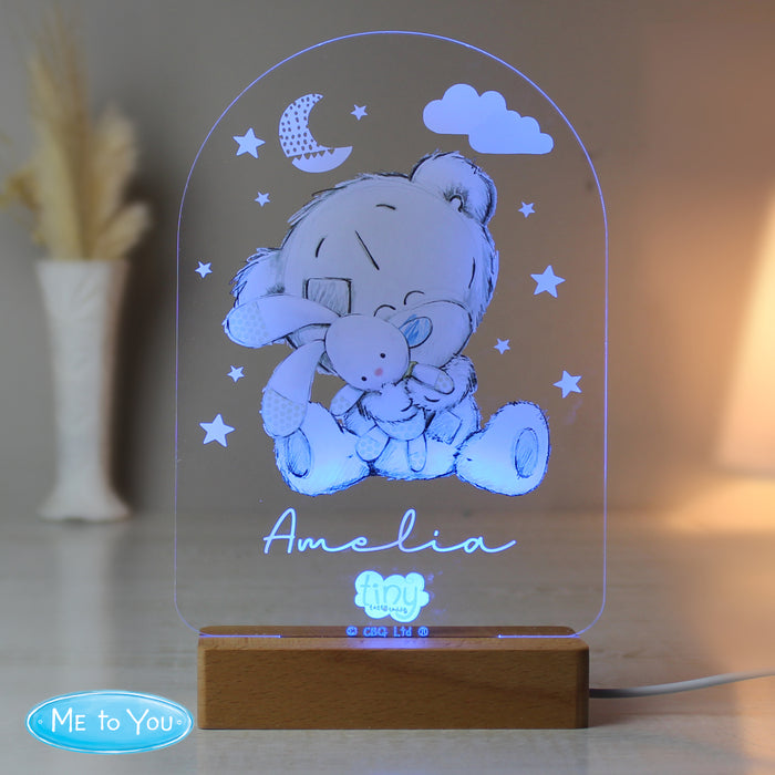 Personalised Tiny Tatty Teddy Wooden Based LED Light - The Gift Cabin UK