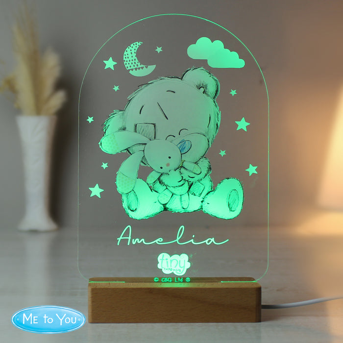 Personalised Tiny Tatty Teddy Wooden Based LED Light - The Gift Cabin UK