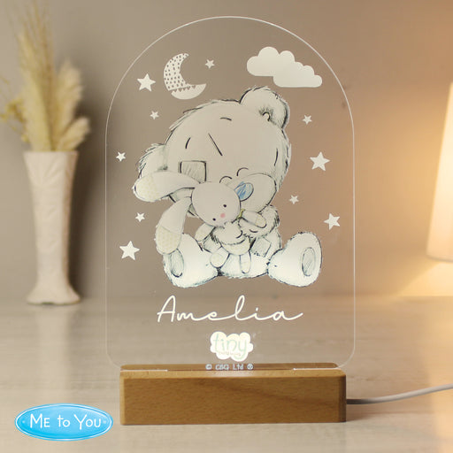 Personalised Tiny Tatty Teddy Wooden Based LED Light - The Gift Cabin UK