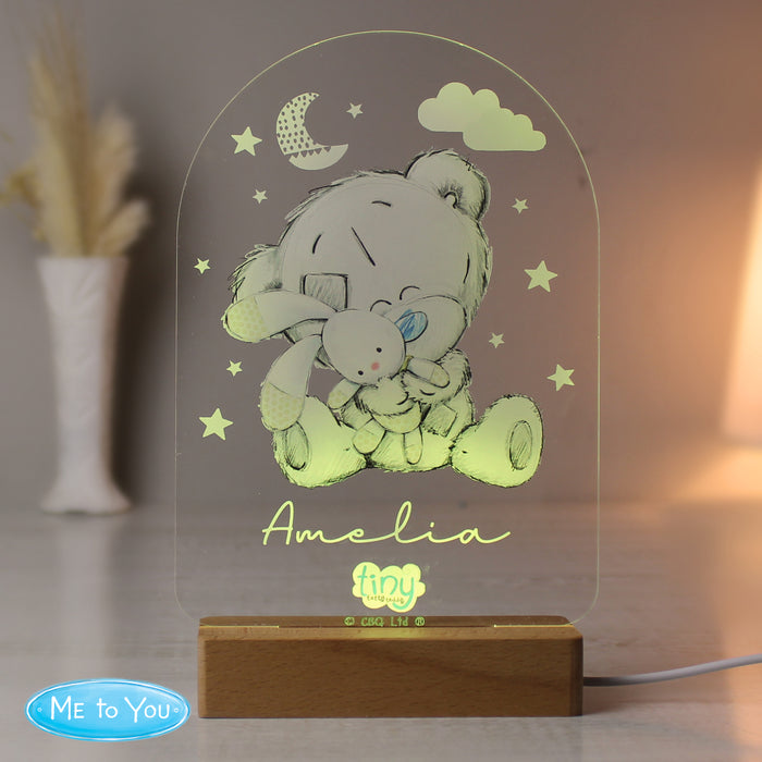 Personalised Tiny Tatty Teddy Wooden Based LED Light - The Gift Cabin UK