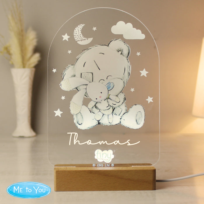 Personalised Tiny Tatty Teddy Wooden Based LED Light - The Gift Cabin UK