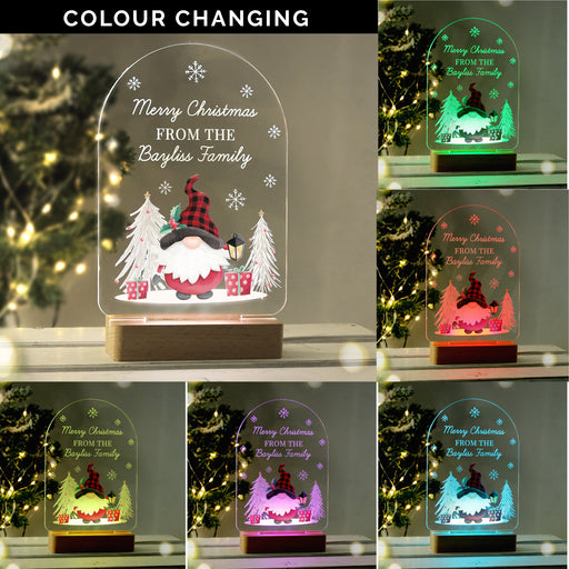 Personalised Gonk Wooden Based LED Christmas Light - The Gift Cabin UK