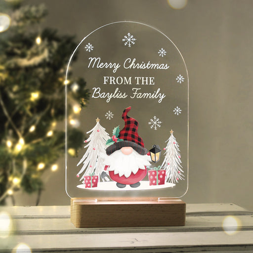 Personalised Gonk Wooden Based LED Christmas Light - The Gift Cabin UK