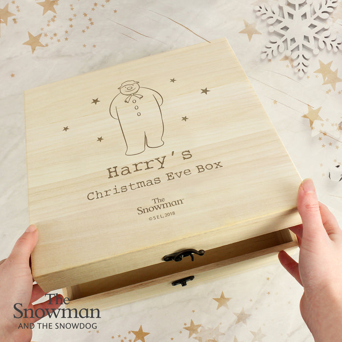 Personalised The Snowman Large Wooden Christmas Eve Box