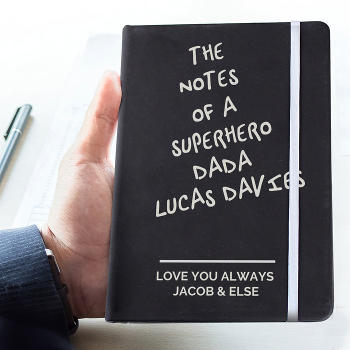 Personalised Free Text Black Hardback Notebook