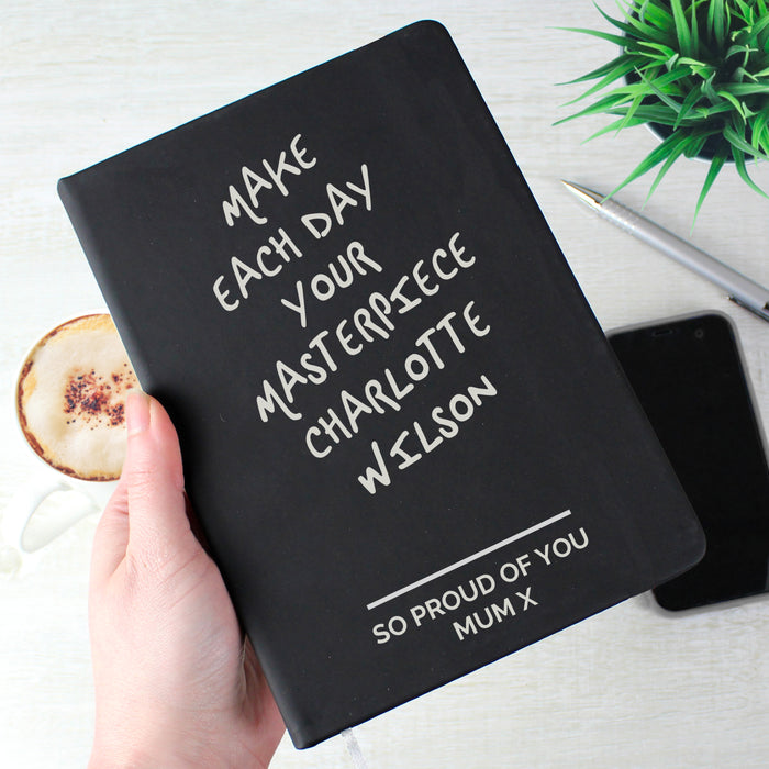 Personalised Free Text Black Hardback Notebook