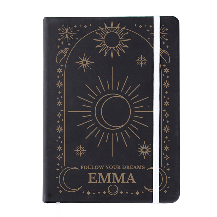 Personalised Celestial Black Hardback Notebook