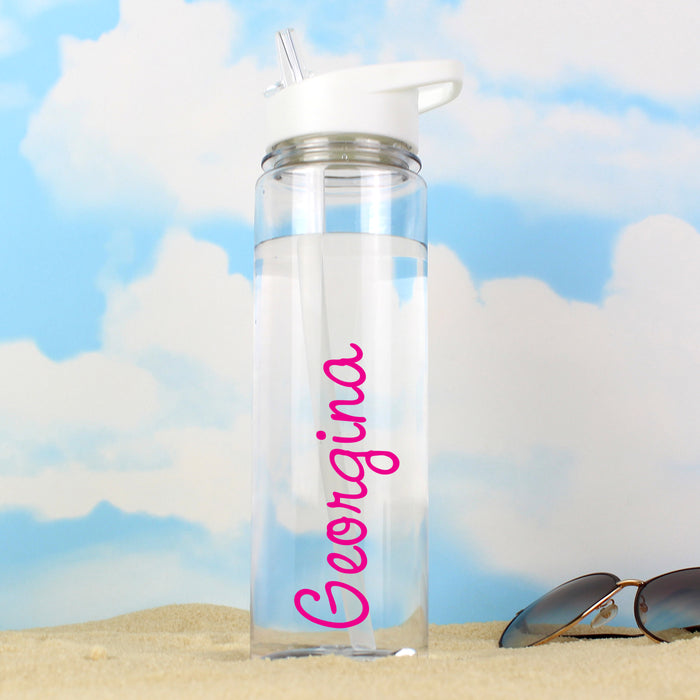 Personalised Pink Name Water Bottle