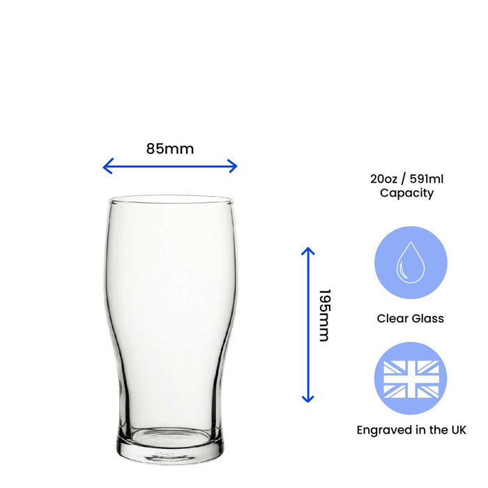 Happy Valentine's Day Classic Design - Engraved Novelty Tulip Pint Glass - The Gift Cabin UK