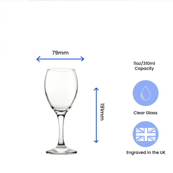 Engraved Hearts Pattern Pure Wine Set of 4 11oz Glasses - The Gift Cabin UK