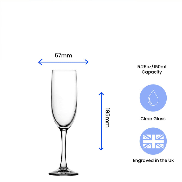 Engraved Imperial Plus Champagne Flute, 5.25oz/155ml Glass, Any Message - The Gift Cabin UK