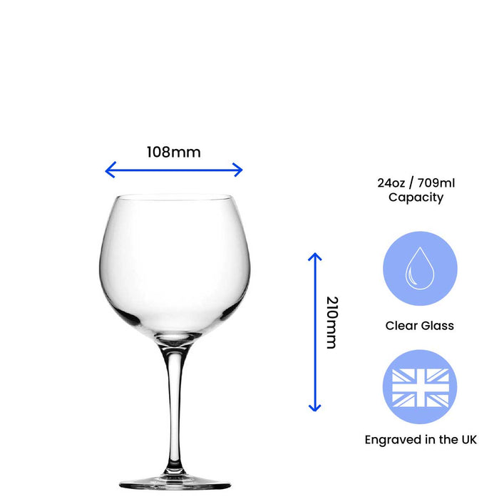 Engraved Primeur Gin Balloon Glass with Line Break Design, Personalise with Any Name and Message - The Gift Cabin UK