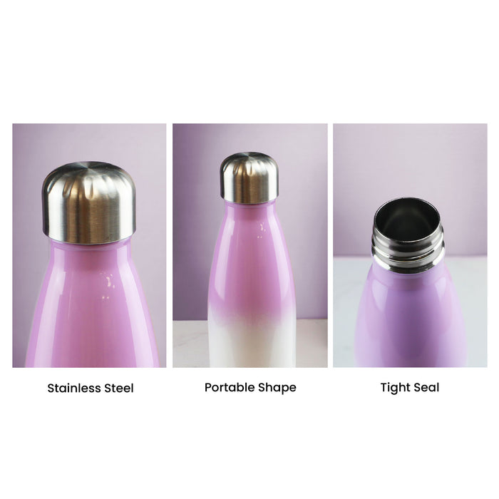 Printed Lilac Gradient Thermal Bottle, Any Message, Stainless Steel 500ml/17oz - The Gift Cabin UK