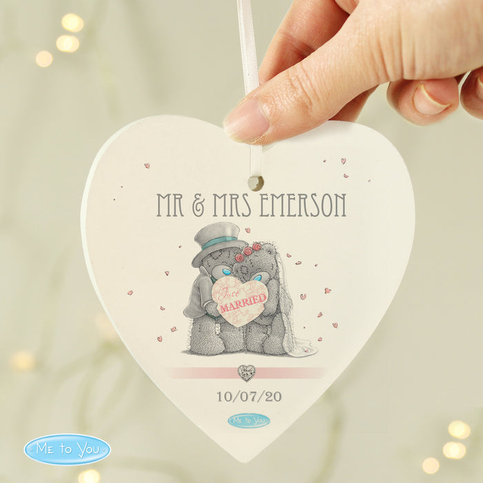 Personalised Me To You Wedding Couple Wooden Heart Decoration - The Gift Cabin UK