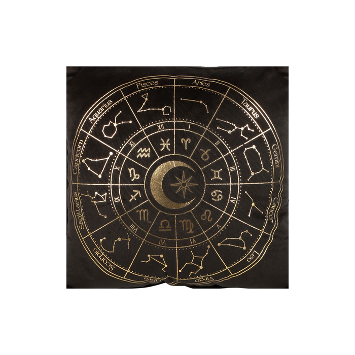 35cm Square Black Astrology Wheel Cushion - The Gift Cabin UK