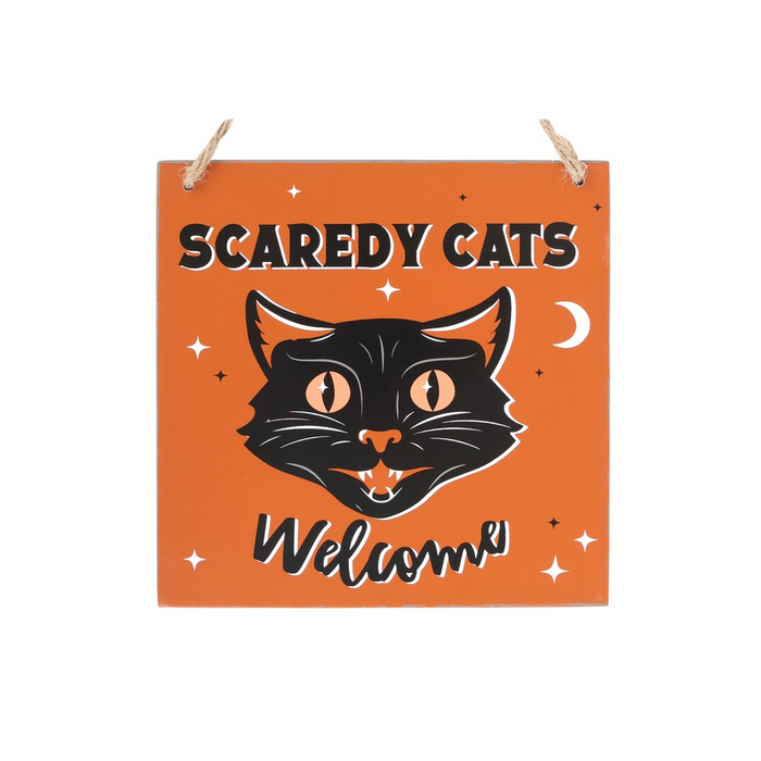 Scaredy Cats Welcome Hanging Sign - The Gift Cabin UK