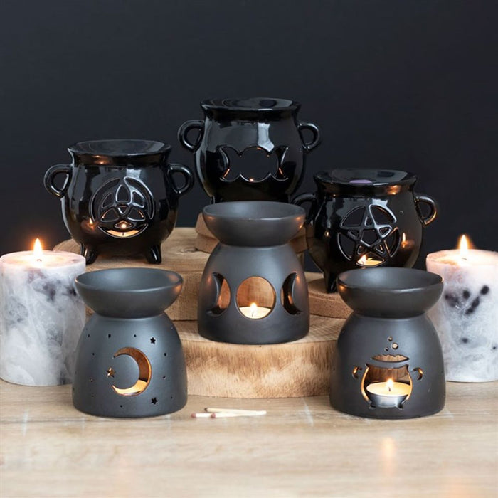 Black Mystical Moon Cut Out Oil Burner - The Gift Cabin UK