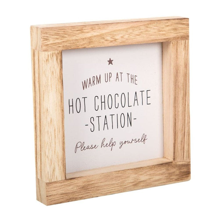 Hot Chocolate Station Wooden Sign - The Gift Cabin UK