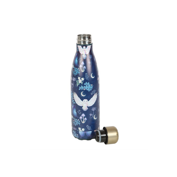 Night Flight Owl Print Metal Water Bottle - The Gift Cabin UK