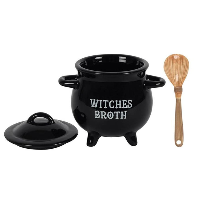 Witches Broth Cauldron Soup Bowl with Broom Spoon - The Gift Cabin UK