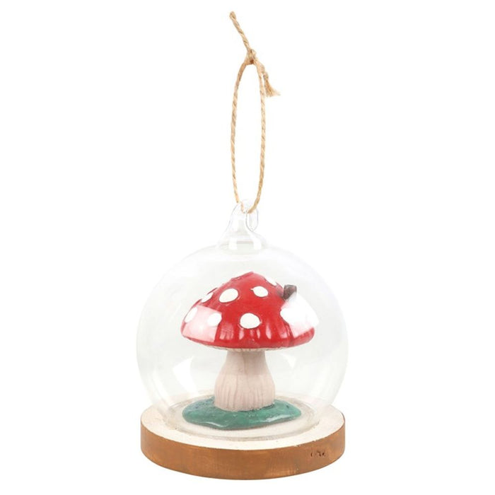 Mushroom House Glass Dome Hanging Decoration - The Gift Cabin UK