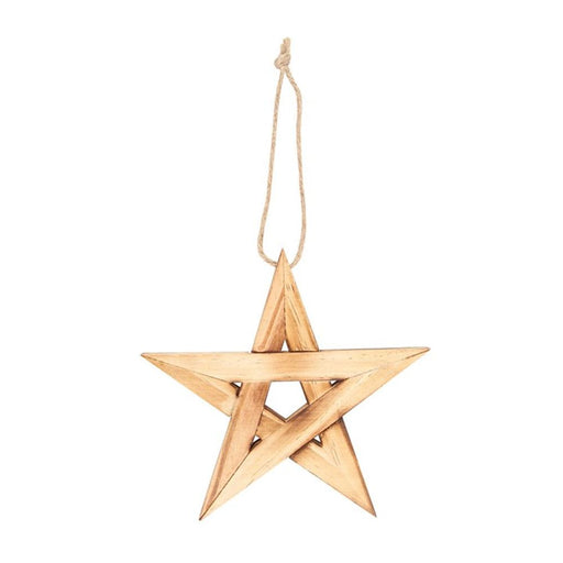 Hanging Wooden Pentagram Decoration - The Gift Cabin UK