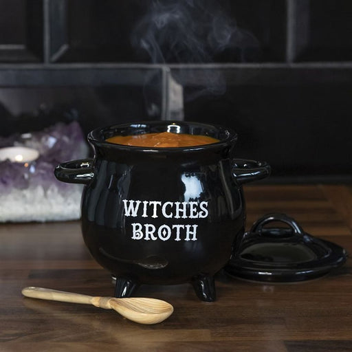 Witches Broth Cauldron Soup Bowl with Broom Spoon - The Gift Cabin UK