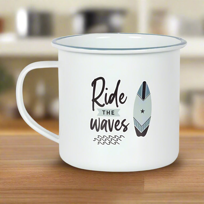 Ride The Waves Enamel Mug - The Gift Cabin UK