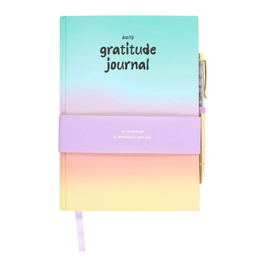 Multicoloured Gratitude Journal with Amethyst Pen - The Gift Cabin UK