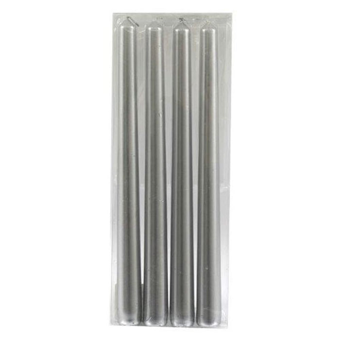 Set of 4 Silver Taper Candles - The Gift Cabin UK