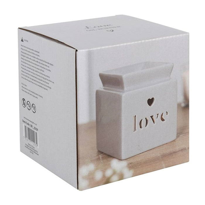 Grey Love Cut Out Oil Burner - The Gift Cabin UK