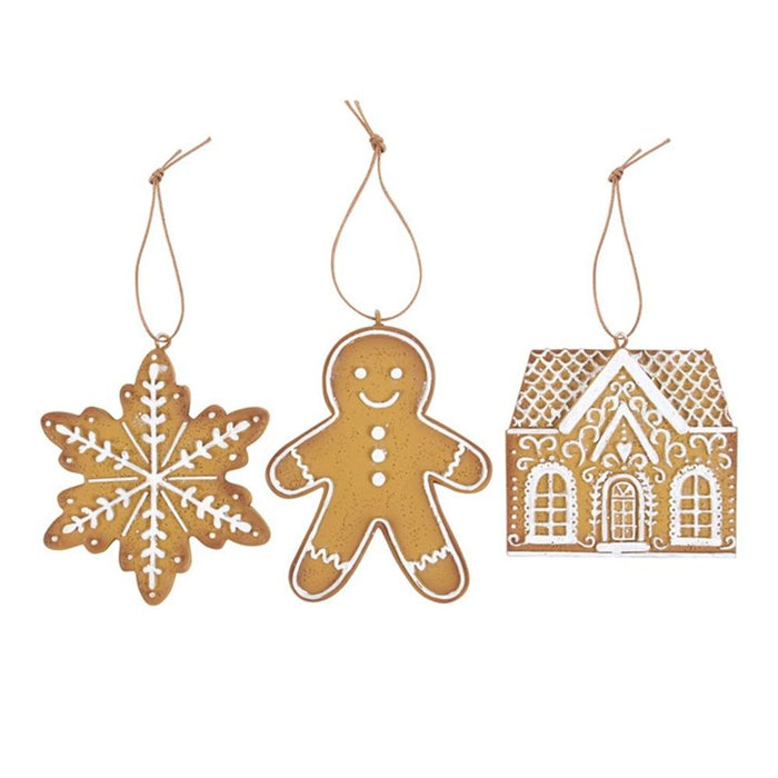 Set of 3 Hanging Gingerbread Decorations - The Gift Cabin UK