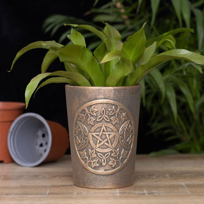 Triple Moon Bronze Terracotta Plant Pot by Lisa Parker - The Gift Cabin UK